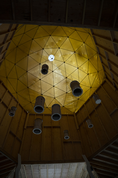 Interior lamps inside the Library of Babel.